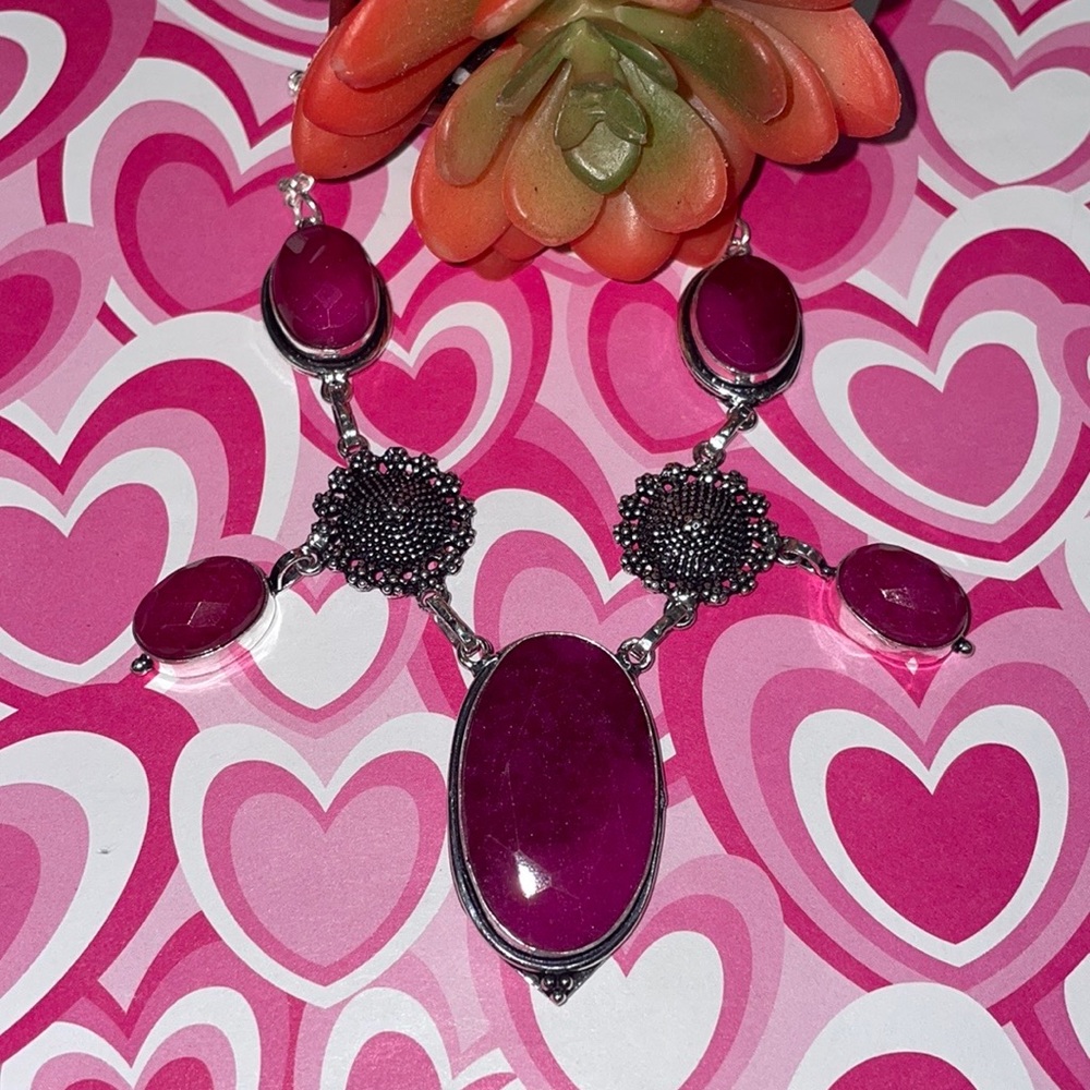 Silver Ruby Necklace - image 1